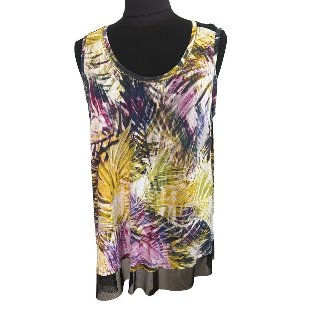 Jennifer Lopez Women's Multicolored Palm leaves Sleeveless Blouse OX